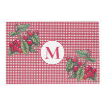 Red Cherry Gingham Monogram Omkeerbare katoen