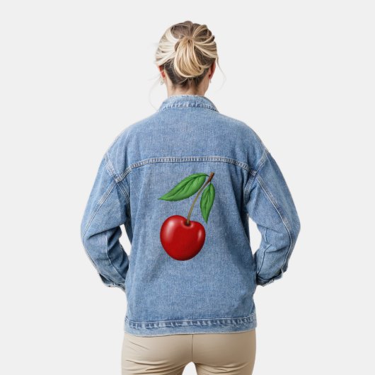 Red Cherry grafisch ontwerp Denim Jacket (Model)