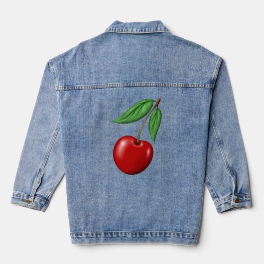 Red Cherry grafisch ontwerp Denim Jacket (Achterkant)