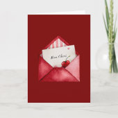 Red Cherry Heart Envelope Valentine's Day Kaart (Voorkant)