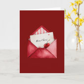 Red Cherry Heart Envelope Valentine's Day Kaart (Gele Bloem)