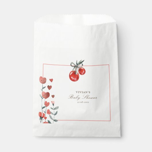 Red Cherry Heart Floral Bedankzakje (Voorkant)