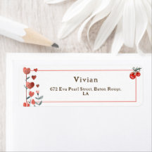 Red Cherry Heart Floral Retouradres