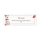 Red Cherry Heart Floral Retouradres Etiket (Voorkant)