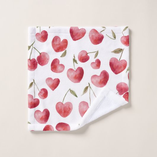 Red Cherry Hearts Bad Handdoek (Wasdoekje)