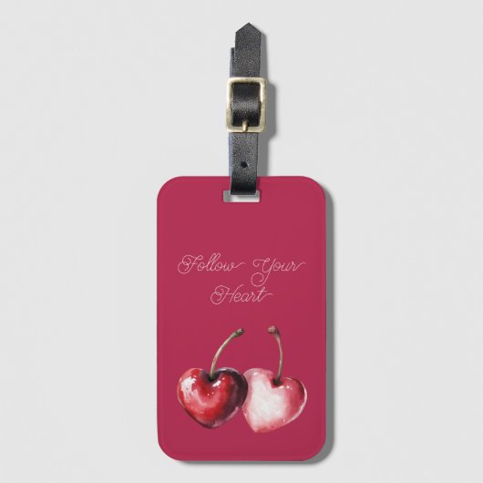 Red Cherry Hearts Bagagelabel (Voorkant (verticaal))