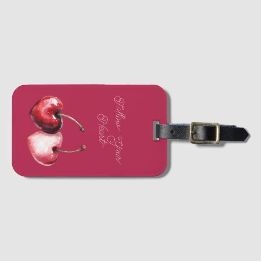 Red Cherry Hearts Bagagelabel (Voorkant (horizontaal))