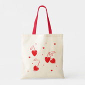 Red Cherry Hearts grillige Schattigee vorm naam Tote Bag (Achterkant)