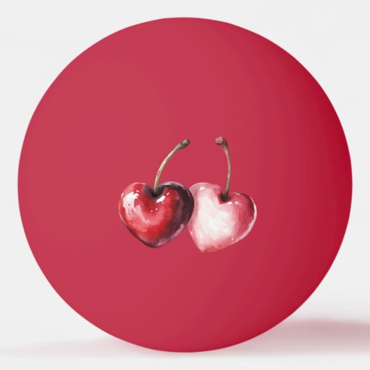 Red Cherry Hearts Pingpongbal (Voorkant)