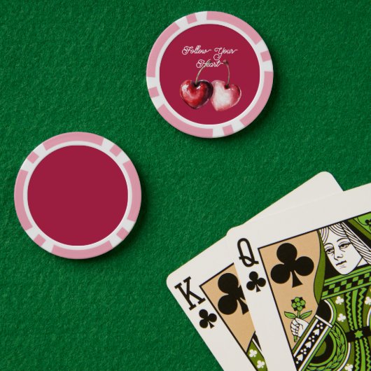 Red Cherry Hearts Poker Chips (Pokertafel (Dubbel))