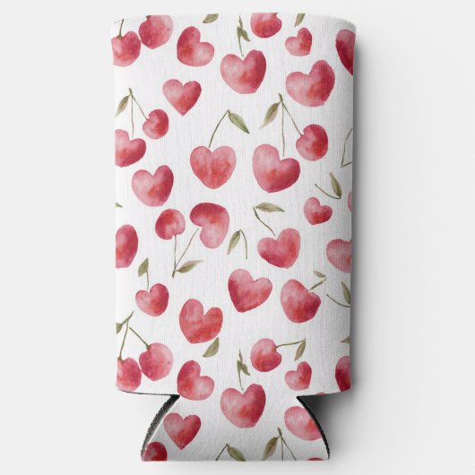 Red Cherry Hearts Seltzer Blikjeskoeler (Voorkant)