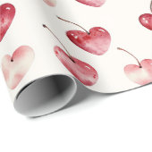Red Cherry Hearts Valentine's Day Cadeaupapier (Rol Hoek)