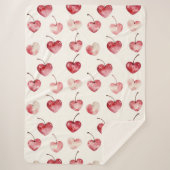 Red Cherry Hearts Valentine's Day Sherpa Deken (Voorkant)