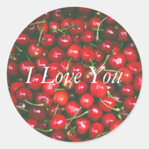 Red Cherry - Ik hou van je (aanpasbare tekst) Ronde Sticker