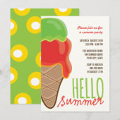 Red Cherry Limoen Fun Ice Cream Summer Party nodig Kaart (Voorkant / Achterkant)