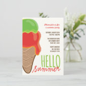 Red Cherry Limoen Fun Ice Cream Summer Party nodig Kaart (Staand voorkant)