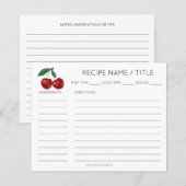 Red Cherry Modern Minimalist Recept Kaart (Voorkant / Achterkant)
