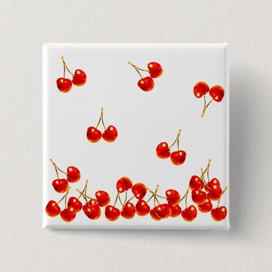 Red Cherry neergestort Vierkante Button 5,1 Cm (Voorkant)