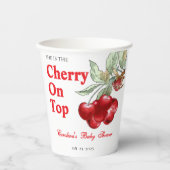 Red Cherry op het hoogste Baby shower Papieren Bekers (Voorkant)