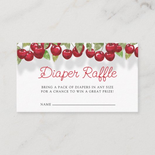 Red Cherry op top Baby shower Luier Raffle Ticket Informatiekaartje (Voorkant)