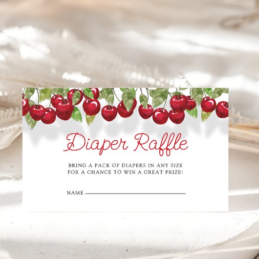 Red Cherry op top Baby shower Luier Raffle Ticket Informatiekaartje