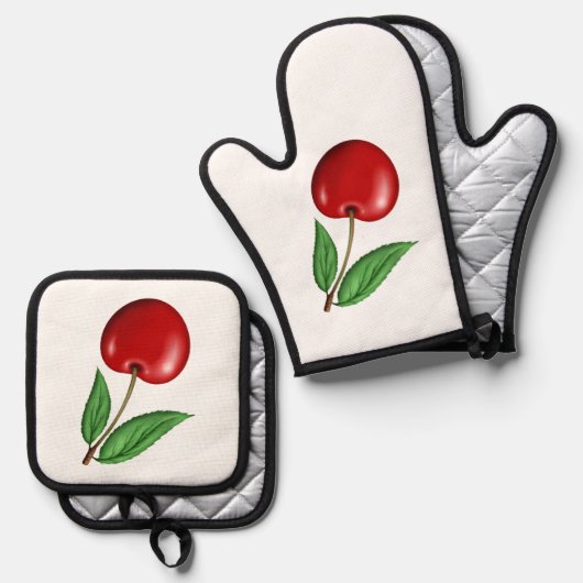 Red Cherry Ovenwant & Pannenlap Set (Voorkant / Achterkant)