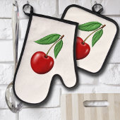 Red Cherry Ovenwant & Pannenlap Set