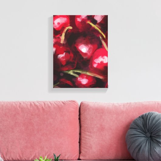 Red Cherry Painting - Still-Life Illustration Canvas Afdruk (Insitu (Woonkamer))