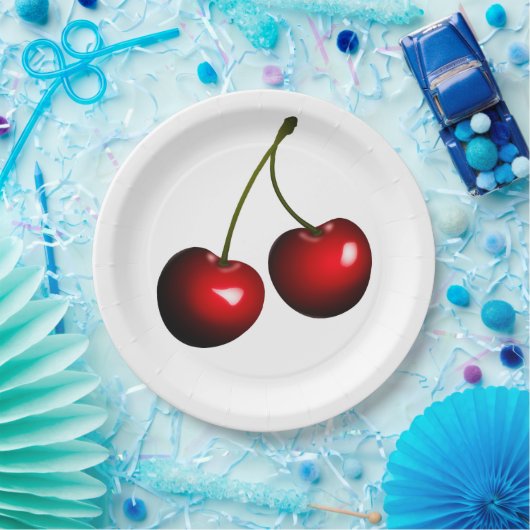 Red Cherry Party Paper Borden -  Papieren Bordje (Feest)