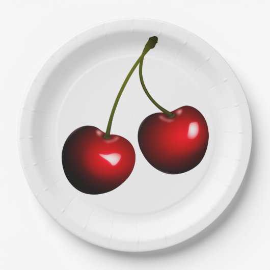 Red Cherry Party Paper Borden -  Papieren Bordje (Voorkant)