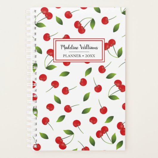 Red Cherry Pattern | Gepersonaliseerde planner (Voorkant)