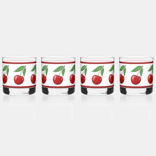 Red Cherry Pattern Whisky Glas (Voorkant)
