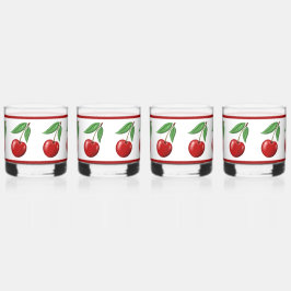 Red Cherry Pattern Whisky Glas