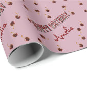 Red Cherry Personalized Party Cadeaupapier (Rol Hoek)