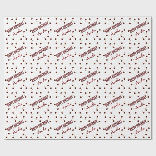 Red Cherry Personalized Party Cadeaupapier (Vlak)