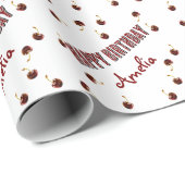 Red Cherry Personalized Party Cadeaupapier (Rol Hoek)