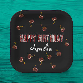 Red Cherry Personalized Party Papieren Bordje