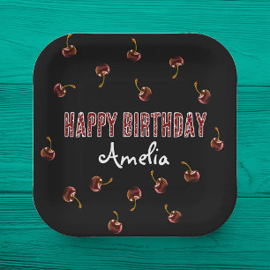 Red Cherry Personalized Party Papieren Bordje