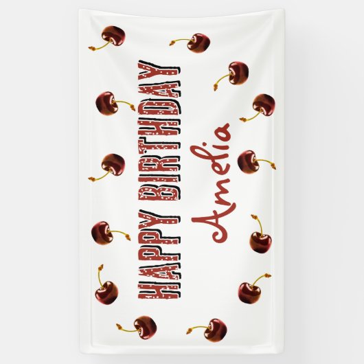 Red Cherry Personalized Party Spandoek (Verticaal)