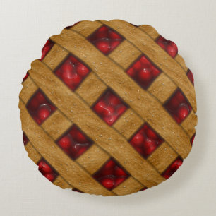 Red Cherry Pie Pattern voor Bakers Rond Kussen