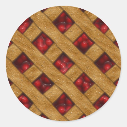 Red Cherry Pie Pattern voor bakkers Ronde Sticker (Voorkant)