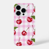 Red Cherry Pink Gingham Plaid Pattern Telefoonhoes iPhone Hoesje (Achterkant)