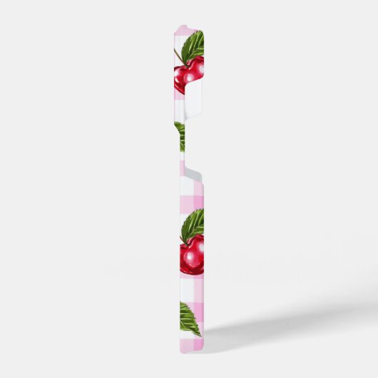 Red Cherry Pink Gingham Plaid Pattern Telefoonhoes iPhone Hoesje (Linkerkant)