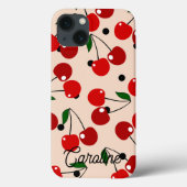 Red Cherry Retro Polka Dots  gepersonaliseerd Case-Mate iPhone Case (Achterkant)
