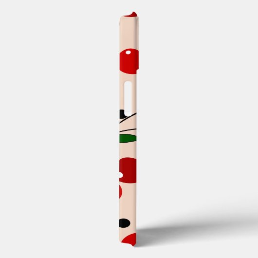 Red Cherry Retro Polka Dots  gepersonaliseerd Case-Mate iPhone Case (Achterkant / Rechts)