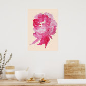 Red Cherry roze Waterverf Single Flower Painting Poster (Keuken)