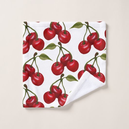  Red Cherry Waterverf Bad Handdoek (Wasdoekje)