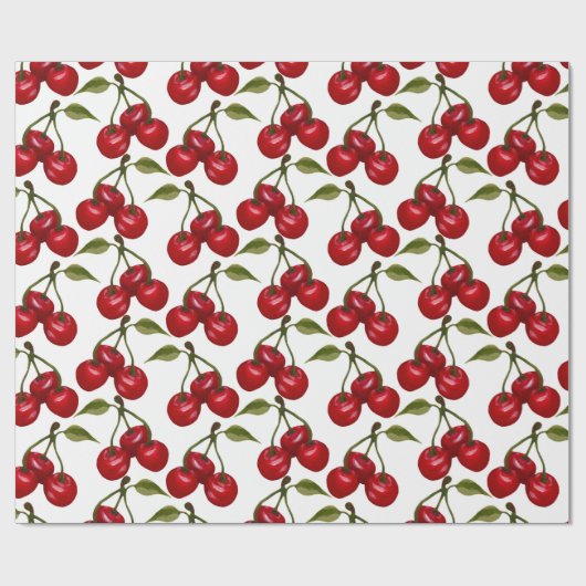  Red Cherry Waterverf Cadeaupapier (Vlak)