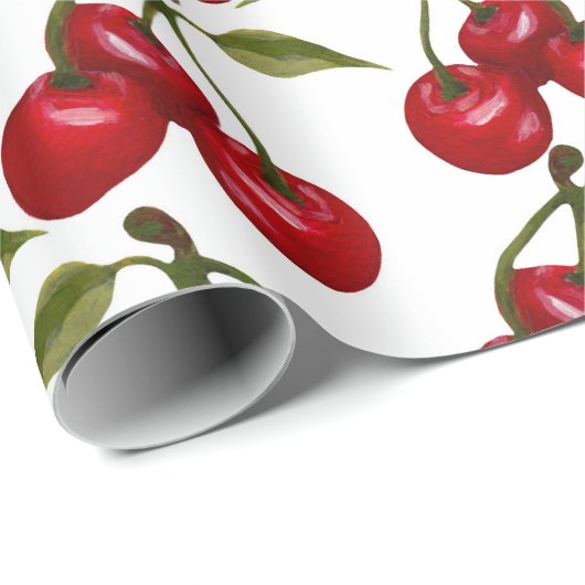  Red Cherry Waterverf Cadeaupapier (Rol Hoek)