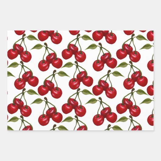  Red Cherry Waterverf Inpakpapier Vel (Voorkant)